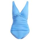 Ralph Lauren Ruched One-piece Swimsuit Sky