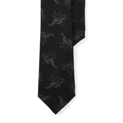Ralph Lauren Pointer Dog Wool Narrow Tie Black