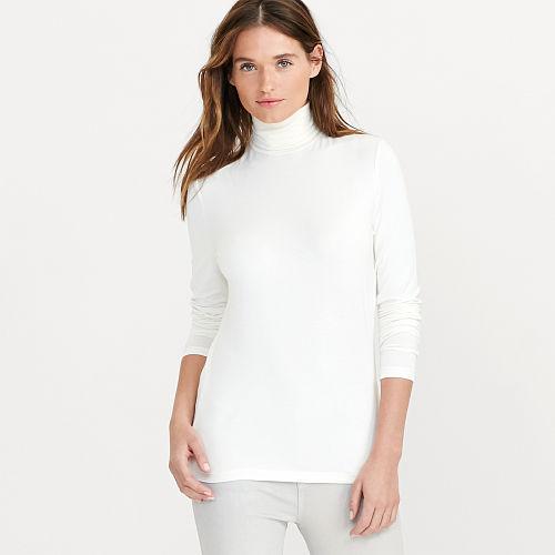 Ralph Lauren Lauren Stretch Jersey Turtleneck Antique Ivory