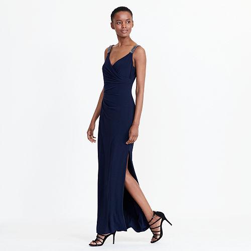 Ralph Lauren Lauren Beaded Jersey Gown Lighthouse Navy