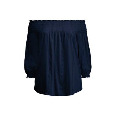 Ralph Lauren Smocked Off-the-shoulder Top True Indigo