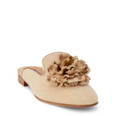 Ralph Lauren Quanda Suede Mule Buscuit/gold