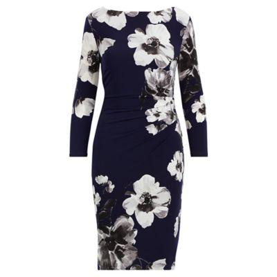 Ralph Lauren Floral-print Jersey Dress Blackberry/slate/multi 2p