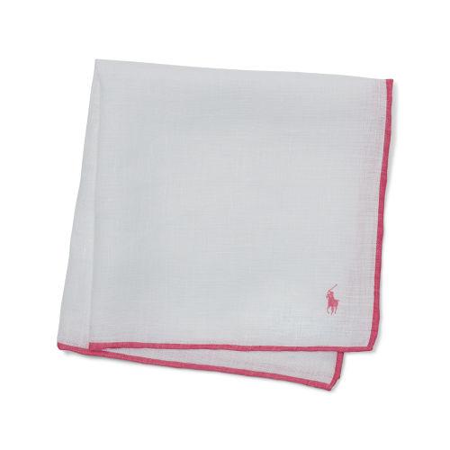 Ralph Lauren Pink Pony Pink Pony Linen Pocket Square White/pink