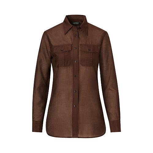 Ralph Lauren Lauren Cotton-silk Voile Shirt Circuit Brown