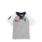 Ralph Lauren Cotton Jersey Henley Shirt Light Grey Heather 6m