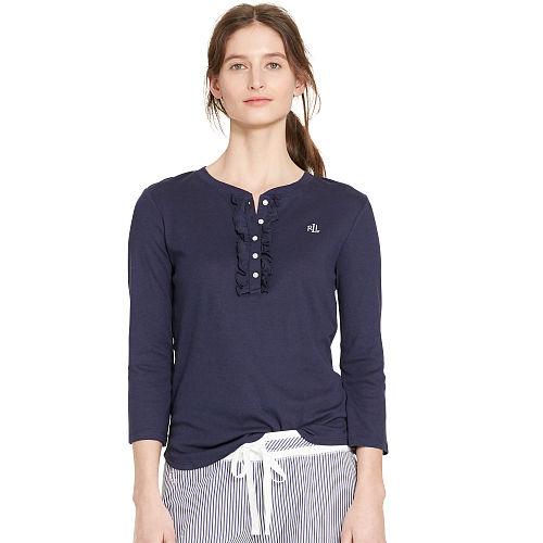 Ralph Lauren Lauren Ruffled-trim Henley Windsor Navy