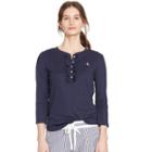 Ralph Lauren Lauren Ruffled-trim Henley Windsor Navy