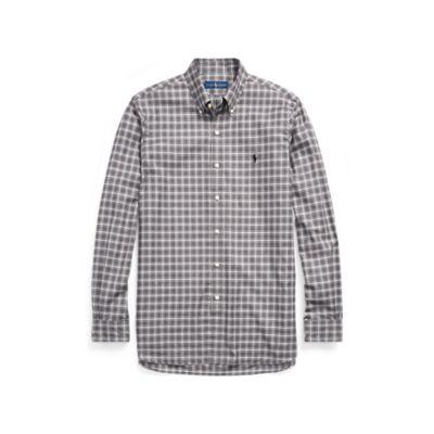 Ralph Lauren Classic Fit Plaid Twill Shirt Charcoal/ivory 6x Big