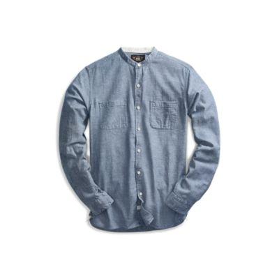 Ralph Lauren Chambray Band-collar Shirt Rl 118 Indigo