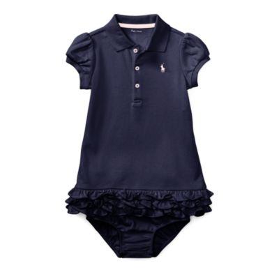 Ralph Lauren Ruffled Polo Dress & Bloomer Navy 3m