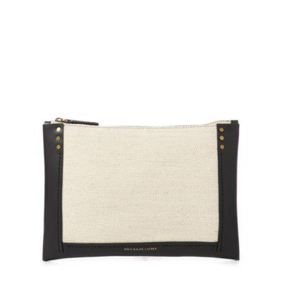 Ralph Lauren Leather-trim Canvas Pouch Black/ecru