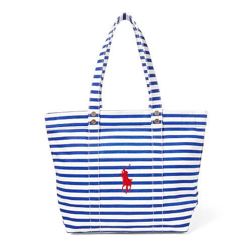 Polo Ralph Lauren Striped Canvas Tote Blue/white