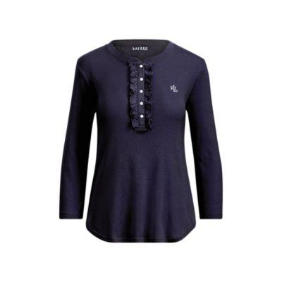 Ralph Lauren Ruffled-trim Henley Windsor Navy