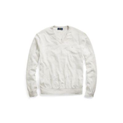 Ralph Lauren Cotton V-neck Sweater Lawrence Heather 4xl Tall