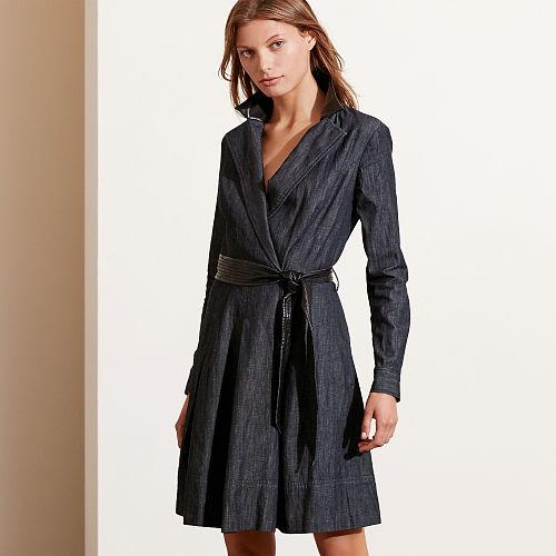 Ralph Lauren Lauren Petite Denim Wrap Dress Blue Multi