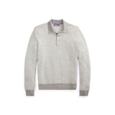 Ralph Lauren Birdseye Cashmere Polo Sweater Grey