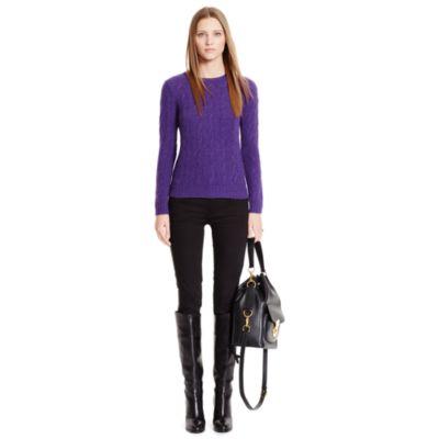 Ralph Lauren Cable-knit Cashmere Sweater Bright Purple Heather