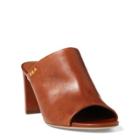 Ralph Lauren Harlowe Leather Slide Sandal Deep Saddle Tan