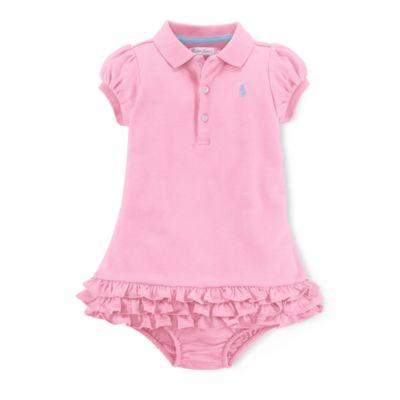 Ralph Lauren Ruffled Polo Dress & Bloomer Dark Pink 3m