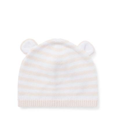 Ralph Lauren Bear-ear Cotton Hat Delicate Pink/white 3-6m