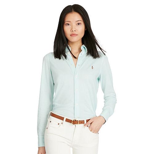 Polo Ralph Lauren Knit Cotton Oxford Shirt Lagoon Mist