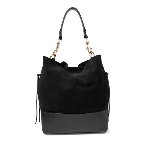 Polo Ralph Lauren Suede Square Hobo Bag Black