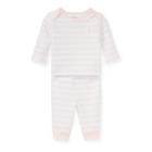 Ralph Lauren Striped Top & Pant Set Delicate Pink/white 3m