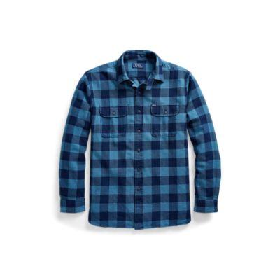 Ralph Lauren Classic Fit Plaid Workshirt Indigo/light Indigo