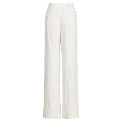 Ralph Lauren Kyle Striped Linen Pant Chalk/bay Blue