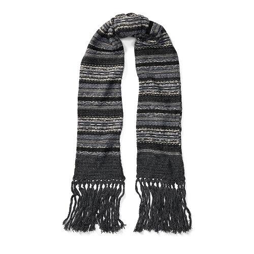 Ralph Lauren Lauren Striped Fair Isle Scarf Charcoal Tonal