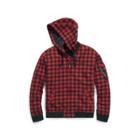 Ralph Lauren Cotton Hooded Bomber Jacket Red/black