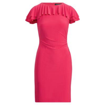 Ralph Lauren Ruffled Stretch Jersey Dress Pnk Poppy