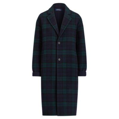 Ralph Lauren Tartan Merino Wool-blend Coat Blackwatch