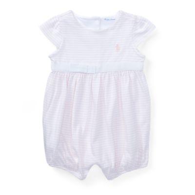 Ralph Lauren Striped Cotton Jersey Romper Delicate Pink/white 6m