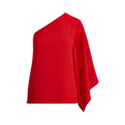 Ralph Lauren Margerie Crepe Blouse Bright Red