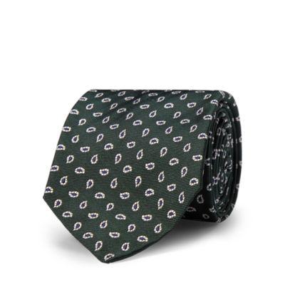 Ralph Lauren Pine-print Silk Narrow Tie Green