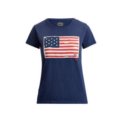 Ralph Lauren Flag Jersey Graphic T-shirt Blue