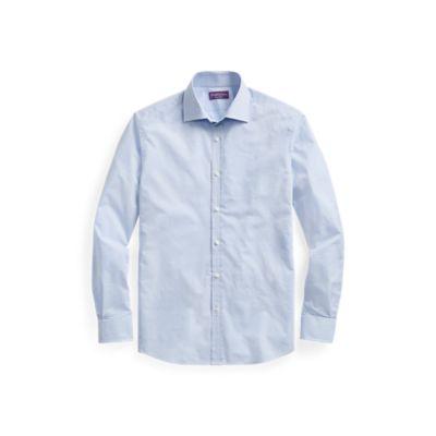 Ralph Lauren Windowpane Poplin Shirt Light Blue And White