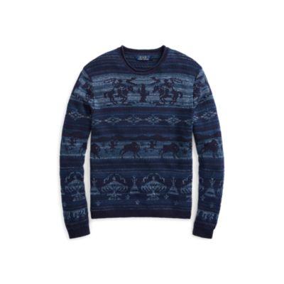 Ralph Lauren Intarsia Cotton-blend Sweater Navy