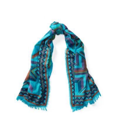 Ralph Lauren Southwestern Wool-cotton Scarf Vacation Blue Multi
