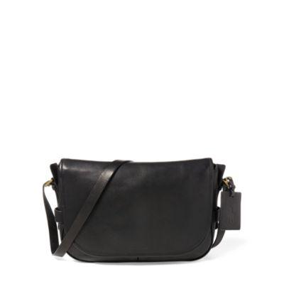 Ralph Lauren Leather Messenger Bag Black