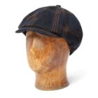 Ralph Lauren Plaid Cotton Crepe Newsboy Cap Rl-116 Black/indigo