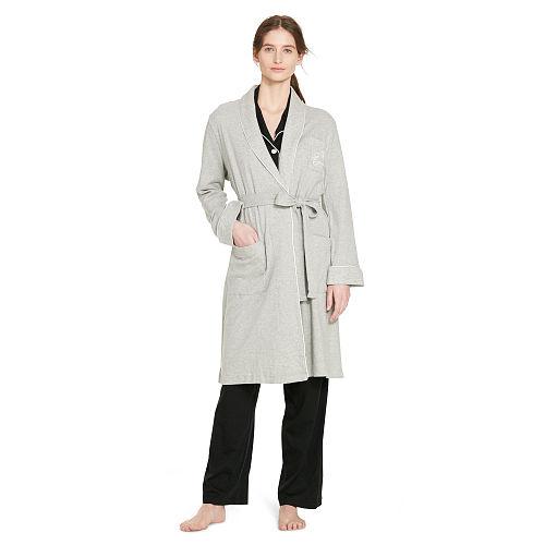 Ralph Lauren Lauren Short Shawl-collar Robe Grey Heather