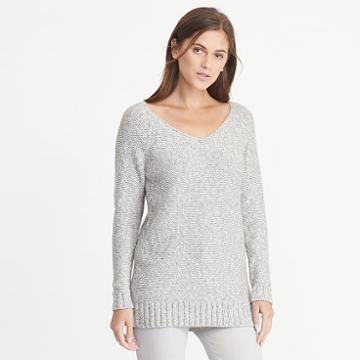 Ralph Lauren Lauren Marled V-neck Sweater Platinum Heather Marl