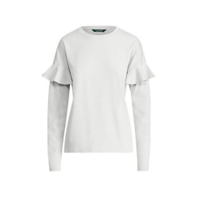 Ralph Lauren Ruffle-sleeve Cotton Top Pavilion