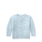 Ralph Lauren Contrast-knit Cotton Cardigan Beryl Blue 9m