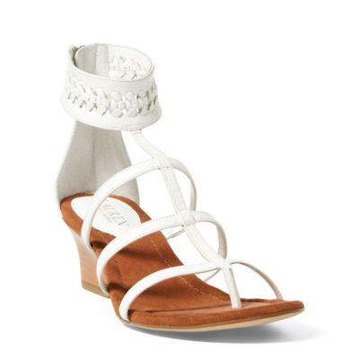Ralph Lauren Meira Leather Wedge Sandal White