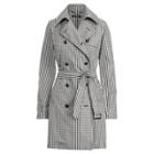 Ralph Lauren Gingham Twill Trench Coat Black/white