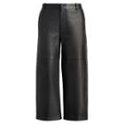 Ralph Lauren Cropped Leather Wide-leg Pant Black